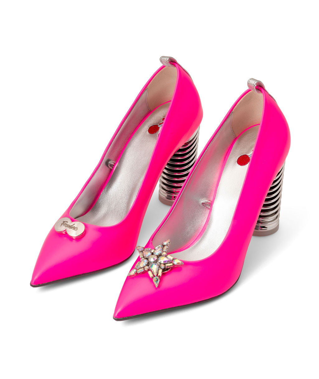 Push Up Pump | Recycled Leather ^ Swirl Cone ~ Silver * Magnetic