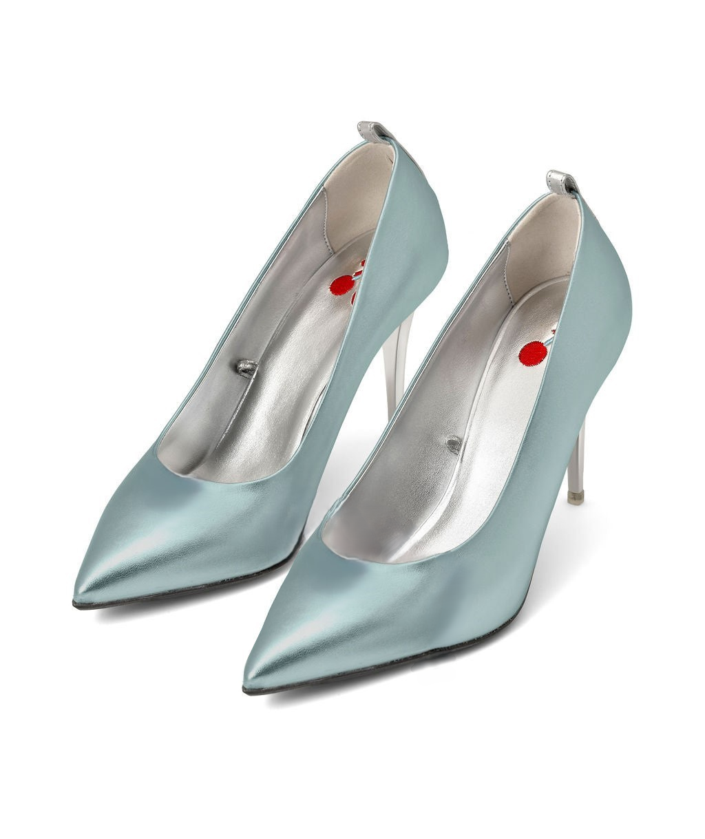 Pumpsicles | Recycled Leather ^ Stiletto Stick ~ Silver * à la Topless